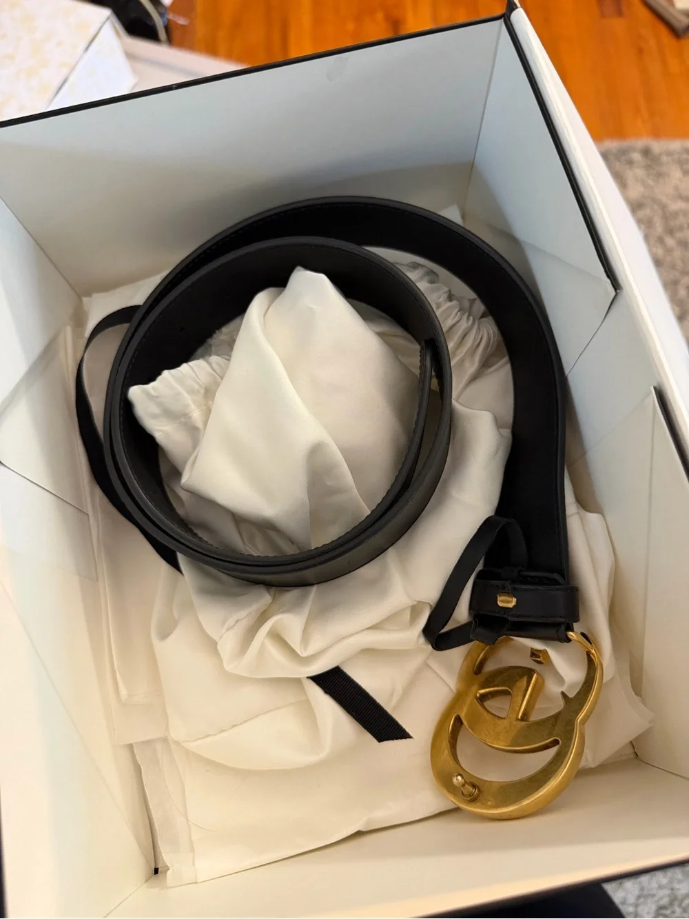 Gucci Black Leather Men's Belt Bag with Gold-Tone Buckle